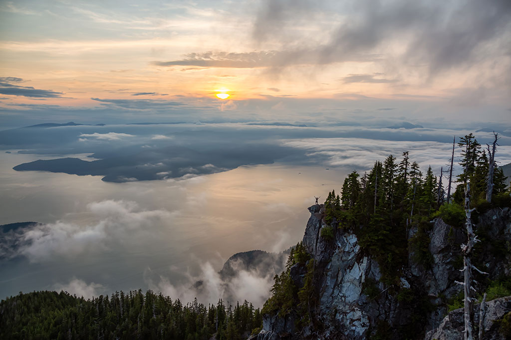 St. Mark's Summit Sunset over Howe Sound near Vancouver